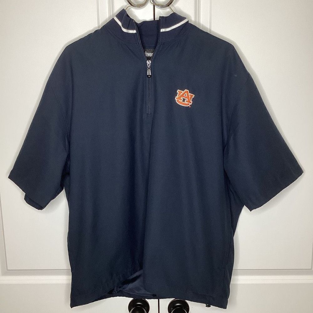 Mens Ashworth Auburn Tigers Short Sleeved 1/4 zip jacket large Navy